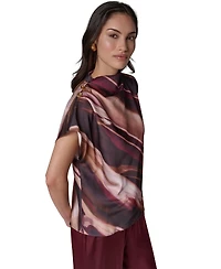 Donna Karan New York Women's High-Neck Asymmetrical Sleeveless Blouse