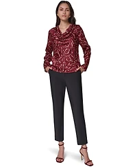 Donna Karan New York Women's Long-Sleeve Burnout Cowl-Neck Blouse