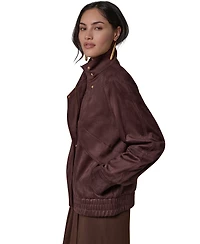 Donna Karan New York Women's Fitted Zip-Front Faux Suede Jacket