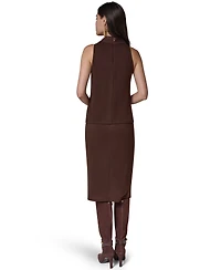 Donna Karan New York Women's Cowl Neck Mixed-Media Dressy Sleeveless Tank