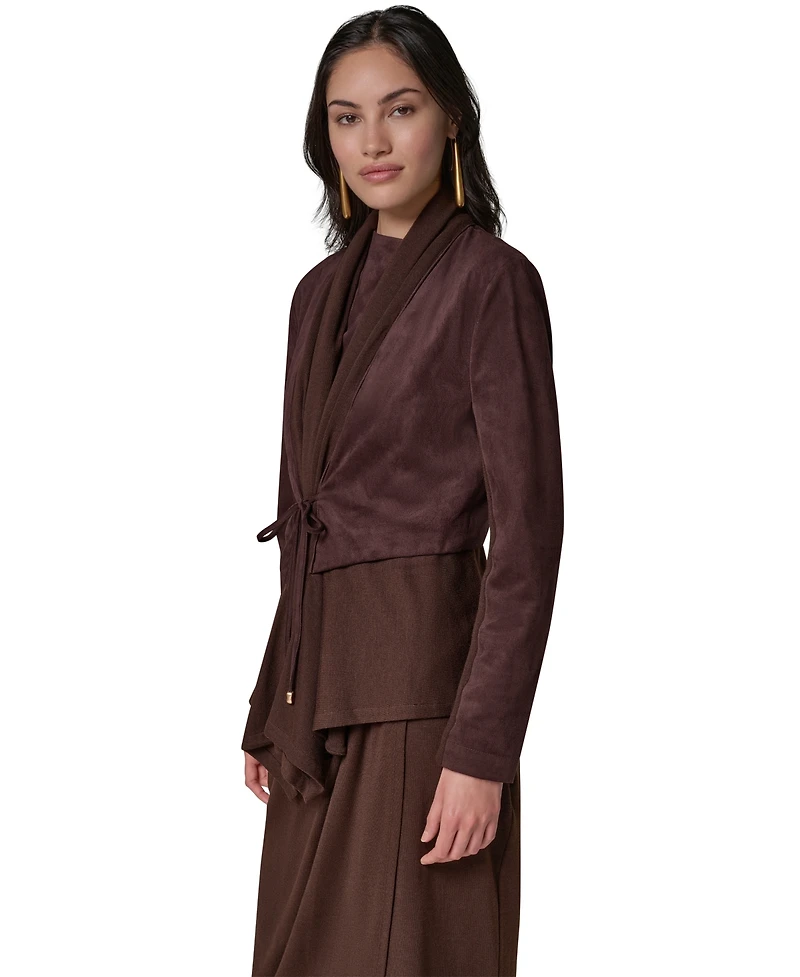 Donna Karan New York Women's Mxd Media Mixed-media Shawl Collar Jacket
