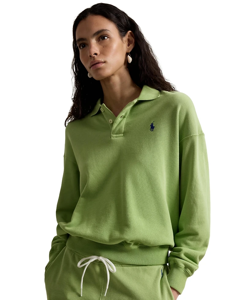 Polo Ralph Lauren Women's Lightweight Fleece Long-Sleeve Polo Sweatshirt