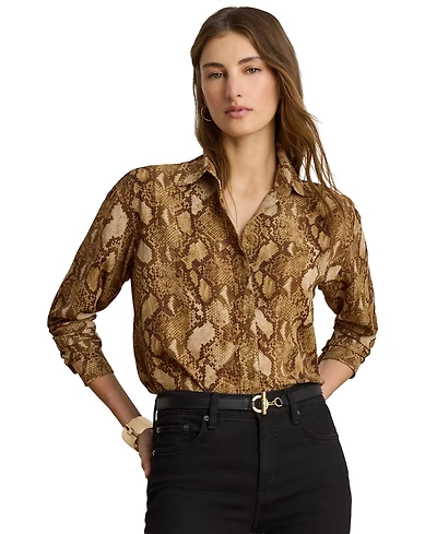 Lauren Ralph Women's Buttoned Placket Long-Sleeve Shirt