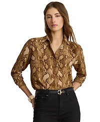 Lauren Ralph Women's Buttoned Placket Long-Sleeve Shirt