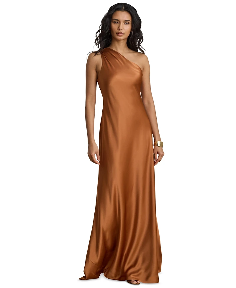 Lauren Ralph Lauren Satin Charmeuse One-Shoulder Gown