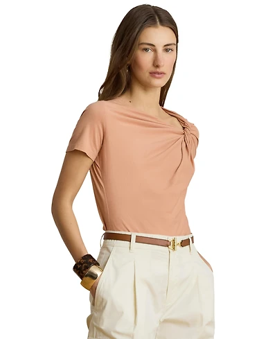 Lauren Ralph Women's Straight-Fit Twist-Neck T-Shirt