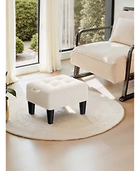 SongmicsHome Storage Ottoman, Velvet Footstool with Hidden Storage and Handle