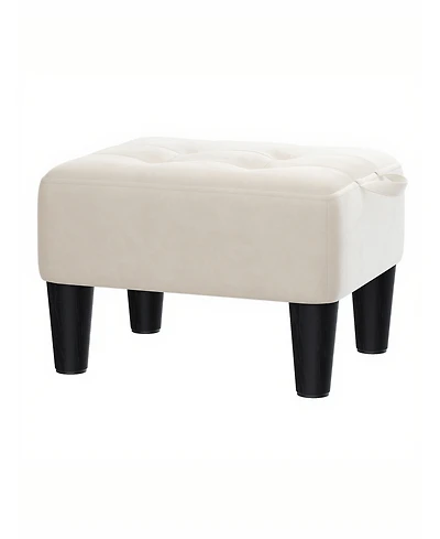 SongmicsHome Storage Ottoman, Velvet Footstool with Hidden Storage and Handle