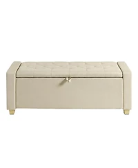 SongmicsHome Storage Chest Bench with Legs, Ottoman, End of Bed Safety Hinges, Linen-Look Fabric