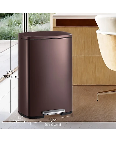 SongmicsHome Kitchen Garbage Can, Stainless Steel Trash Can with Soft Close Lid and Foot Pedal, 13.2 Gal