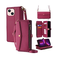 Artudatech 5-in-1 Wallet Case with Crossbody Strap for Apple iPhone 12-17
