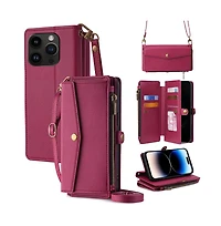 Artudatech 5-in-1 Crossbody Wallet Case for Apple iPhone 12-17
