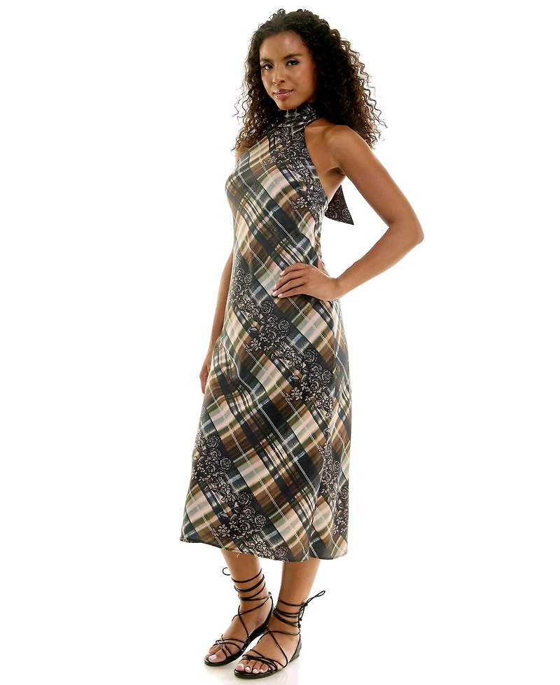 Seni & Cade Women's Halter Satin Midi Dress