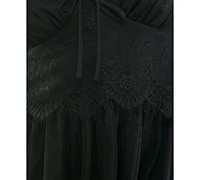 Seni & Cade Juniors' Pin Dot Mesh Lace Babydoll Mini Dress