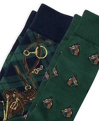 Polo Ralph Lauren Men's Horse/Bridle Crew Ribbed Socks, 2-Pack