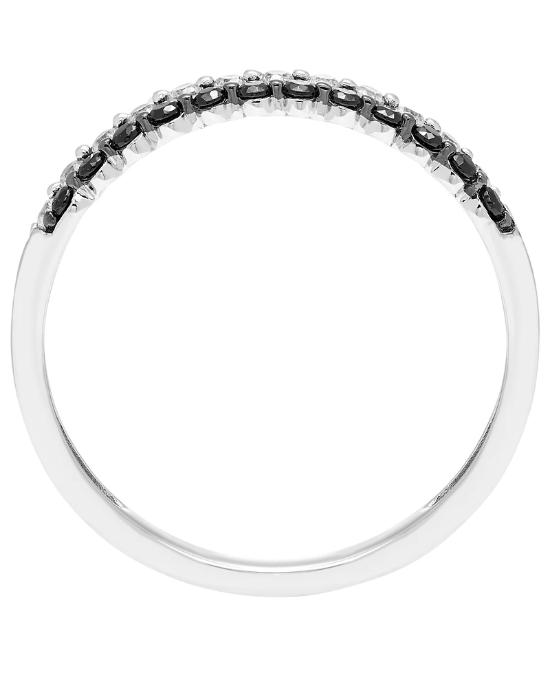 Macy's White & Black Diamond Band Ring (1/4 ct. t.w.) in 14k White Gold