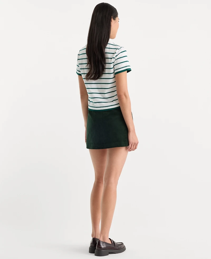 Good American Women's Corduroy A-Line Mini Skirt with Zipper Pockets