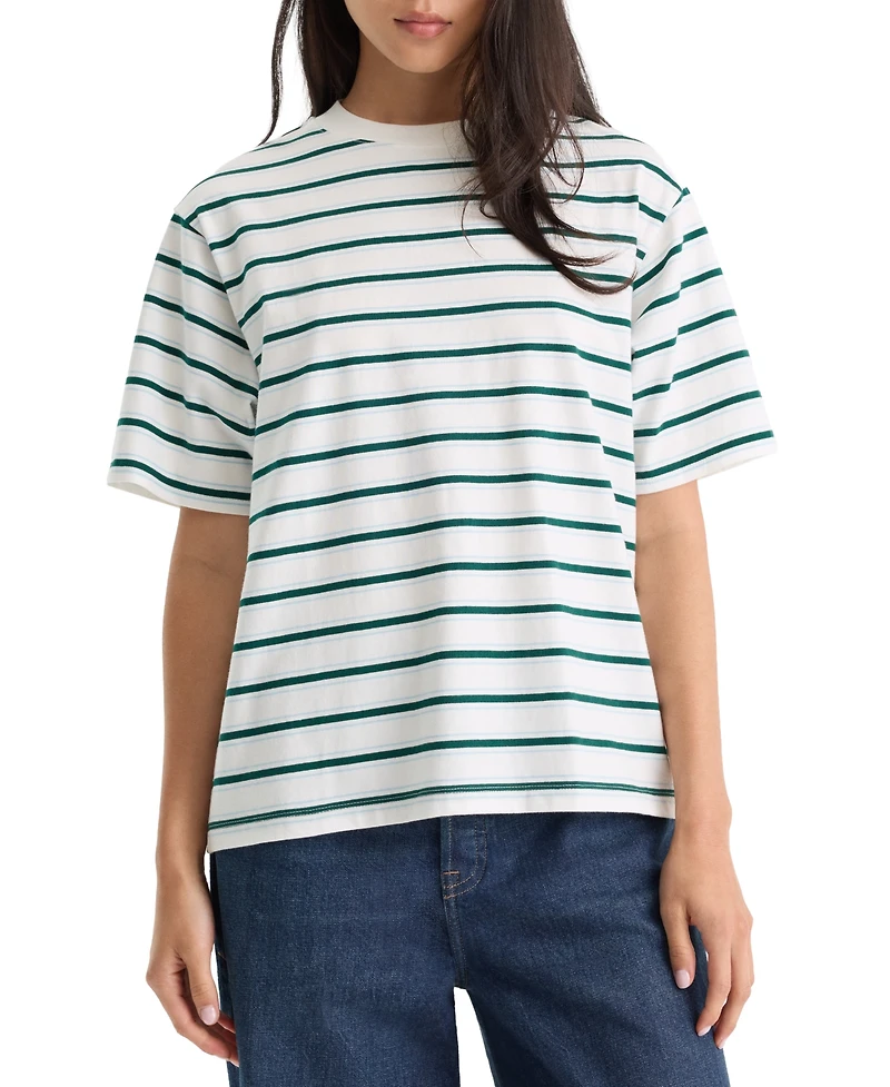 Good American Women's Oversized Crewneck Stripe T-Shirt