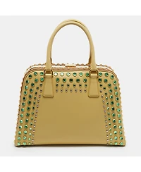 Pre-Owned Prada Women's Pyramid Stud and Crystal Embellished Saffiano Leather Satchel