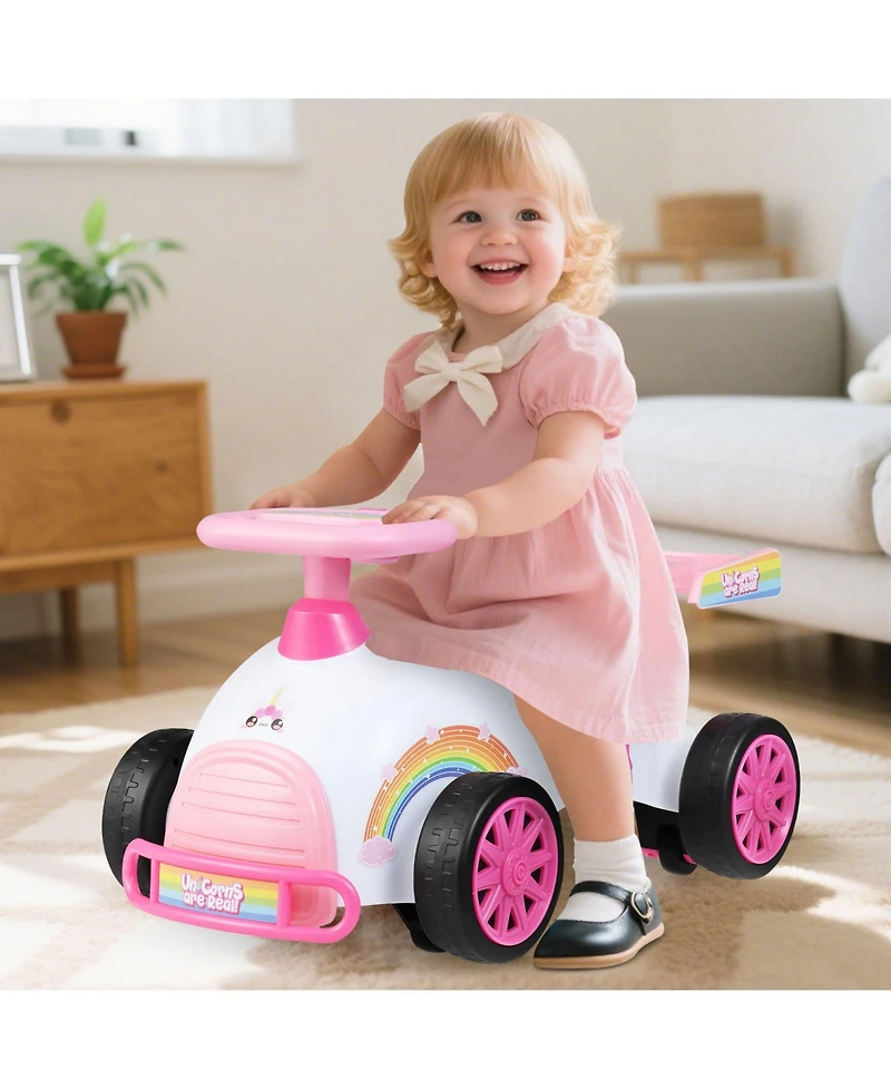 Mecale Kids 21.5" Ride-On Sliding Car with Music and Under-Seat Storage, 33 lb. Capacity, Ages 19-36 Months