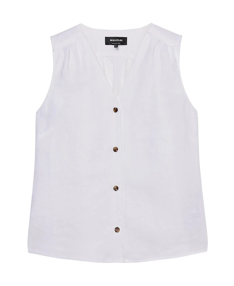 Whistles Women's Laura Linen Button-Up Tank Top