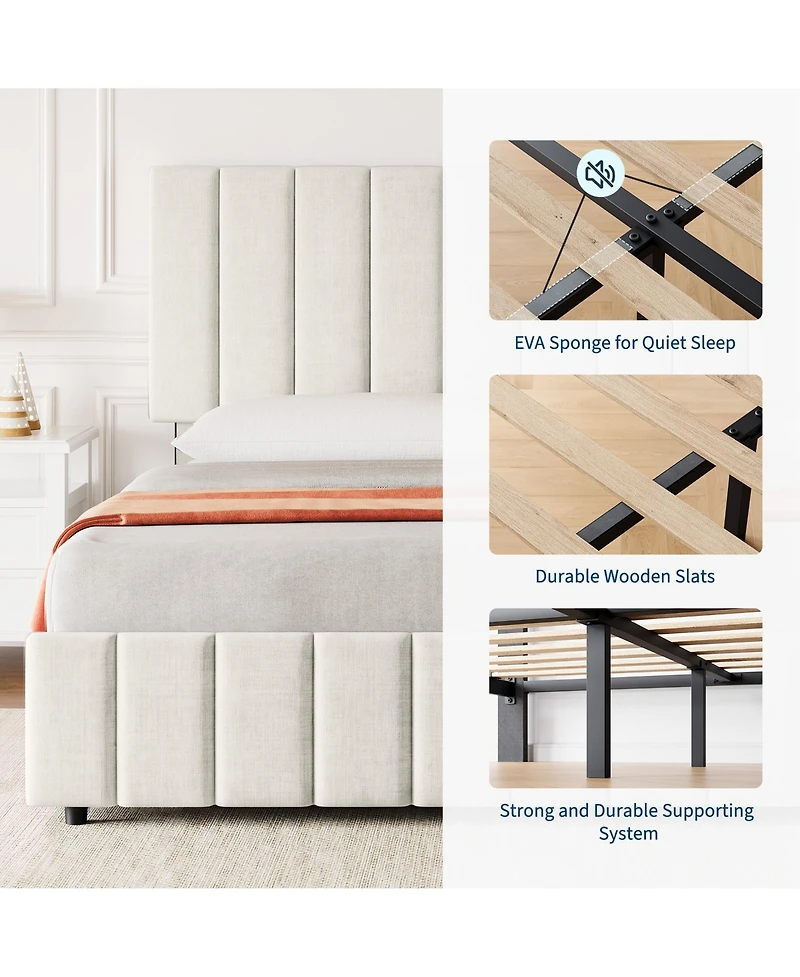 Homfan Storage Platform Bed Frame