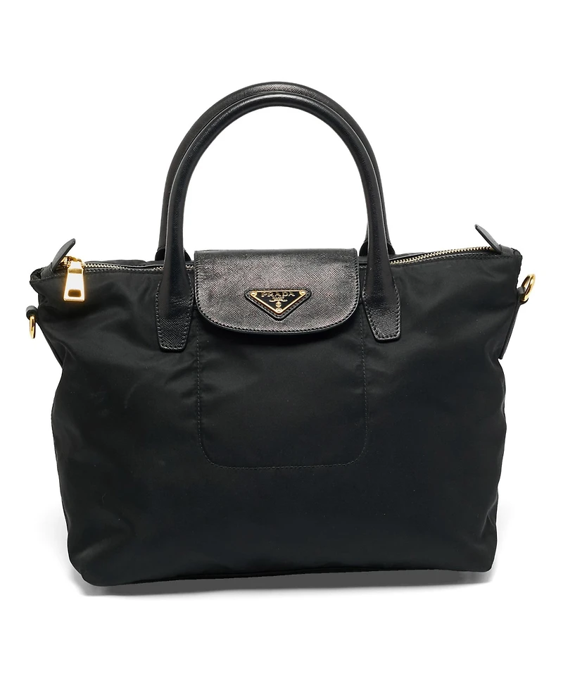 Pre-Owned Prada Women's Saffiano Leather and Nylon Zip Top Satchel