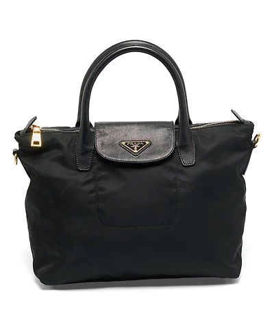 Pre-Owned Prada Women's Saffiano Leather and Nylon Zip Top Satchel