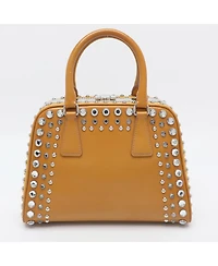 Pre-Owned Prada Women's Small Studded Saffiano Patent Leather Frame Bag