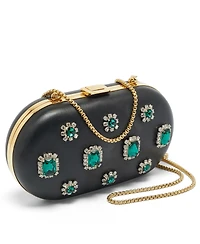 Pre-Owned Prada Women's Crystal-Embellished Leather Frame Clutch