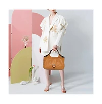 Pre-Owned Salvatore Ferragamo women's Gancini Braided Handle Leather Hobo Bag