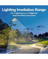 Maxsa 3-Pack 4000W Solar Street Lights, 6500K Led Parking Lot Lights with Motion Sensor, Remote, Dusk-to-Dawn, IP67 Waterproof, Yard and Driveway