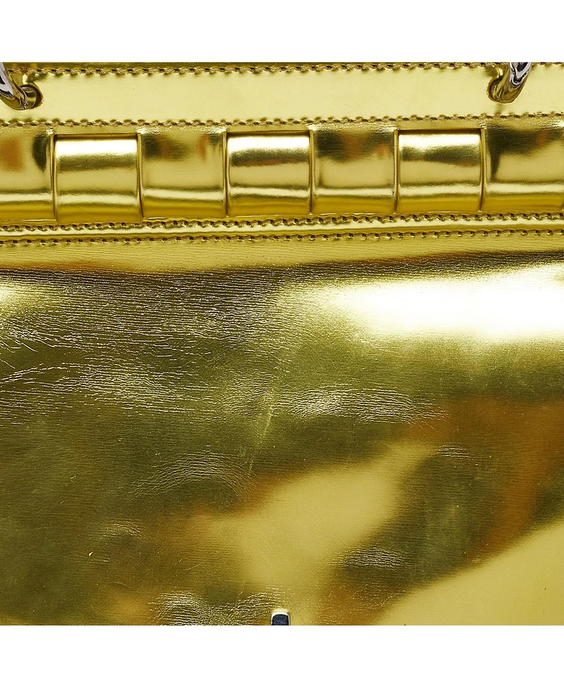 Pre-Owned Versace Metallic Patent Leather Top Handle Satchel