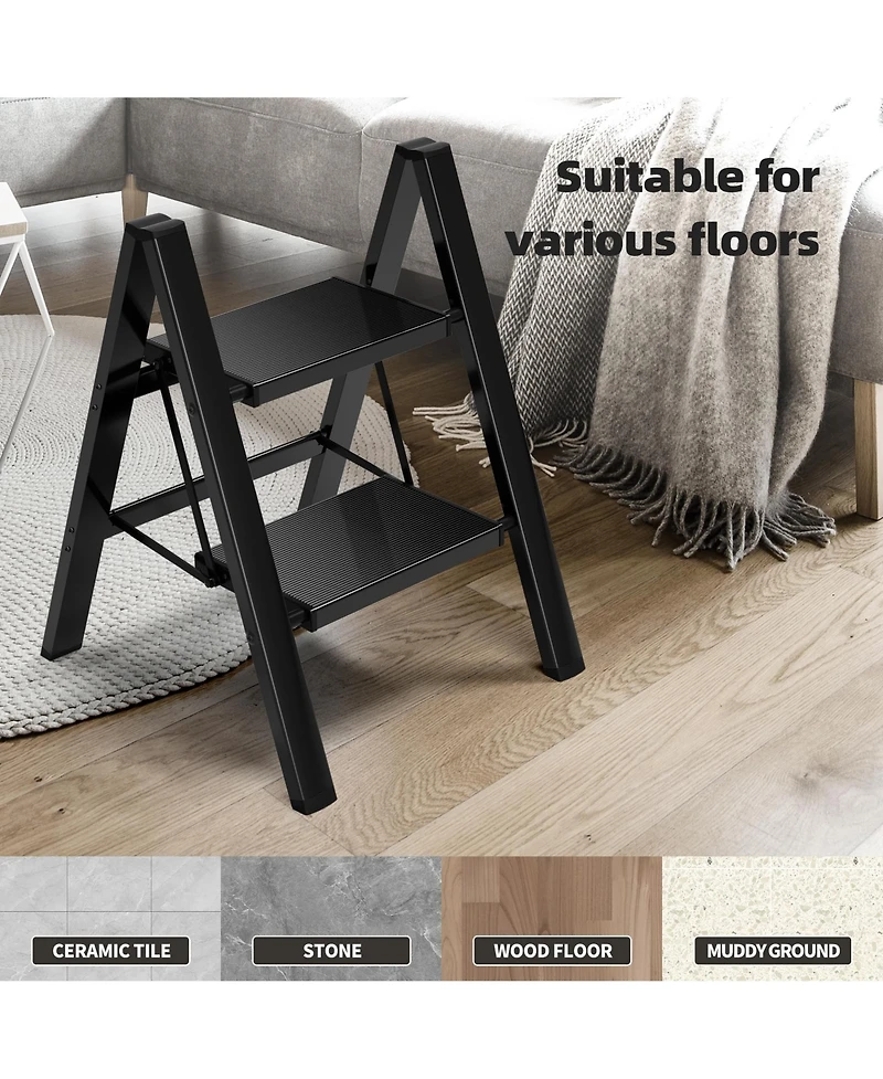 Aofar Foldable 2 Step Ladder Anti-slip Wide Pedal Portable