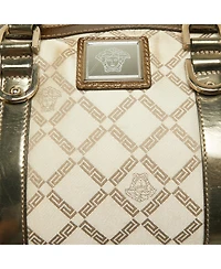 Pre-Owned Versace Snap Out Of It Small Greca Print and Leather Satchel