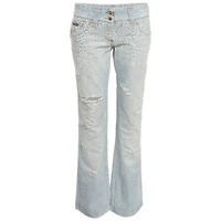 Pre-Owned Dolce & Gabbana Women's Mid-Rise Rhinestone Boot-Cut Jeans