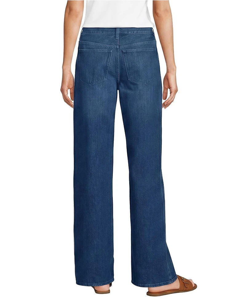 Lands' End Petite Rigid Denim Mid Rise Baggy Jeans