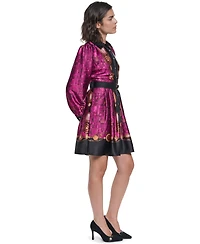 Karl Lagerfeld Paris Women's B.f. Collared Long-Sleeve Belted Shirt Dress