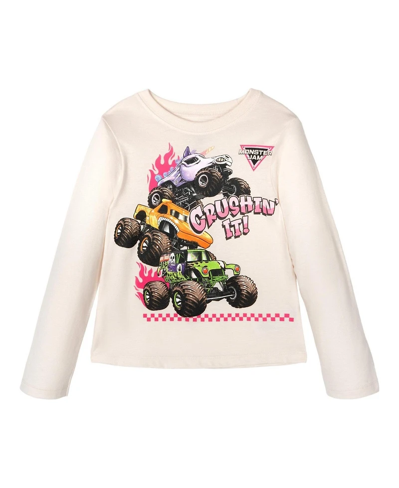 Monster Jam Girl's (5-12) 2-Piece Long Sleeve T-Shirt Set