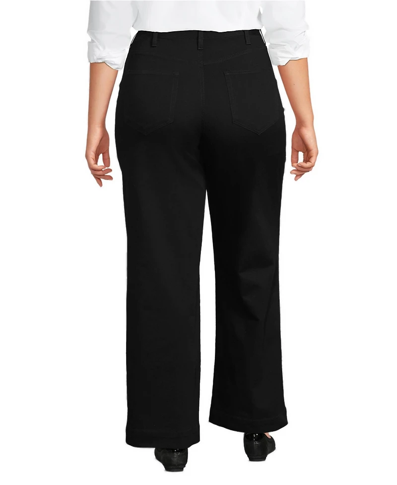 Lands' End Women's High Rise 5 Pocket Wide Leg Chino Pants