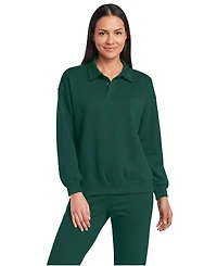 Lands' End Women's Long Sleeve Serious Sweats Polo Collar Sweatshirt