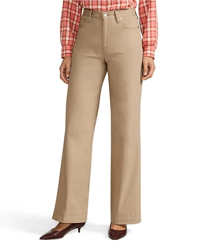 Lands' End Petite High Rise 5 Pocket Wide Leg Chino Pants