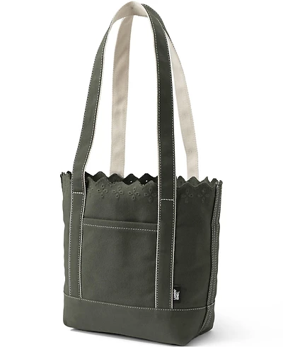 Lands' End Medium Eyelet Canvas Long Handle Open Top Tote