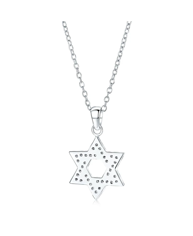 Bling Jewelry Cubic Zirconia Star of David Pendant Necklace 14K Gold Plated Silver Jewish Gift