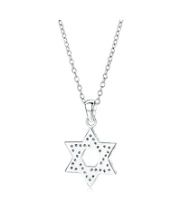 Bling Jewelry Cubic Zirconia Star of David Pendant Necklace 14K Gold Plated Silver Jewish Gift