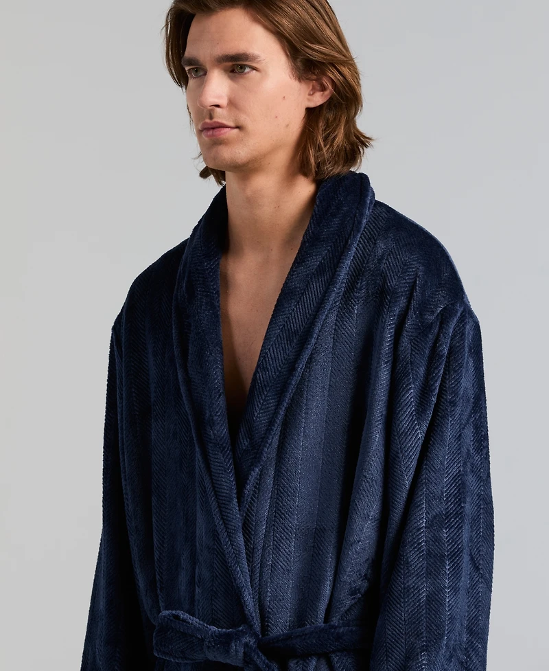 Perry Ellis Portfolio Men's Fleece-Herringbone Robe