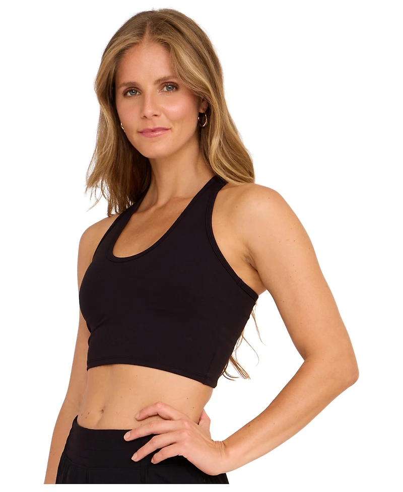 G Lifestyle Clothing Women's Racerback Built-In Bra Scoop Neck Crop Top