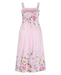 City Chic Plus Chelsea Floral-Print Scallop-Trim Square Neck Maxi Dress