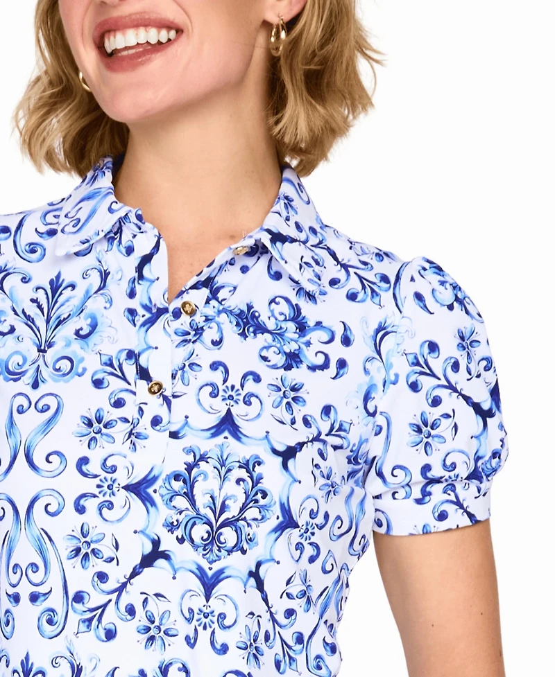 G Lifestyle Clothing Women's Golf Hand-Painted Puffy Short-Sleeve Polo Shirt