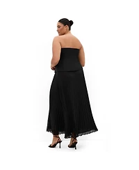City Chic Plus Loretta Strapless Pleated Maxi Dress